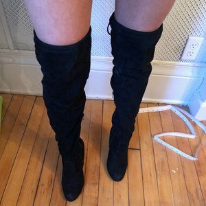 Black Thigh High Heel Boots